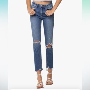 Flying Monkey Women's Distressed Straight Leg Jeans